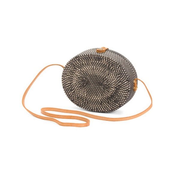 Handwoven Oval Wicker Rattan Crossbody Bag - Picture 3 of 5